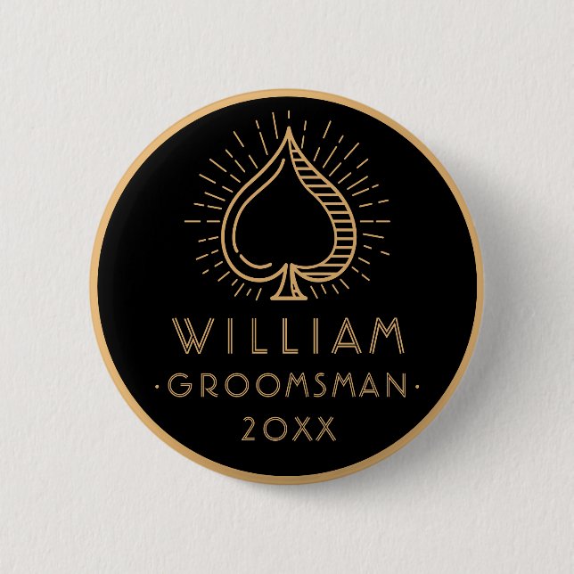 Badge Rond 5 Cm Groomsman de la fête de baccalauréat moderne Ace S (Devant)