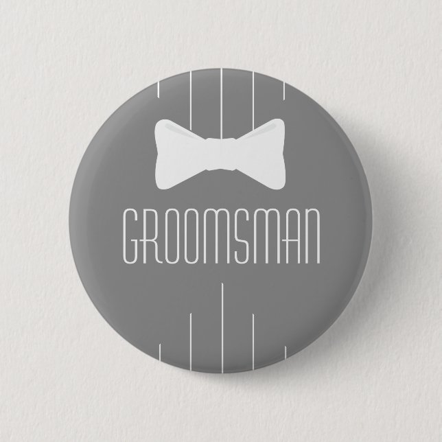 Badge Rond 5 Cm Groomsman White Bowtie 2 (Devant)