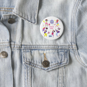 Badge Rond 5 Cm Groovy Roller Disco Lila Fête Millennial Rétro