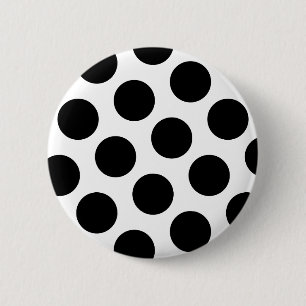 Badge Rond 5 Cm Gros points noirs diagonaux