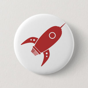 Badge Rond 5 Cm Gros rouge de bateau de rétrofusée