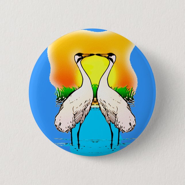 Badge Rond 5 Cm Grosses grues amoureuses (Devant)