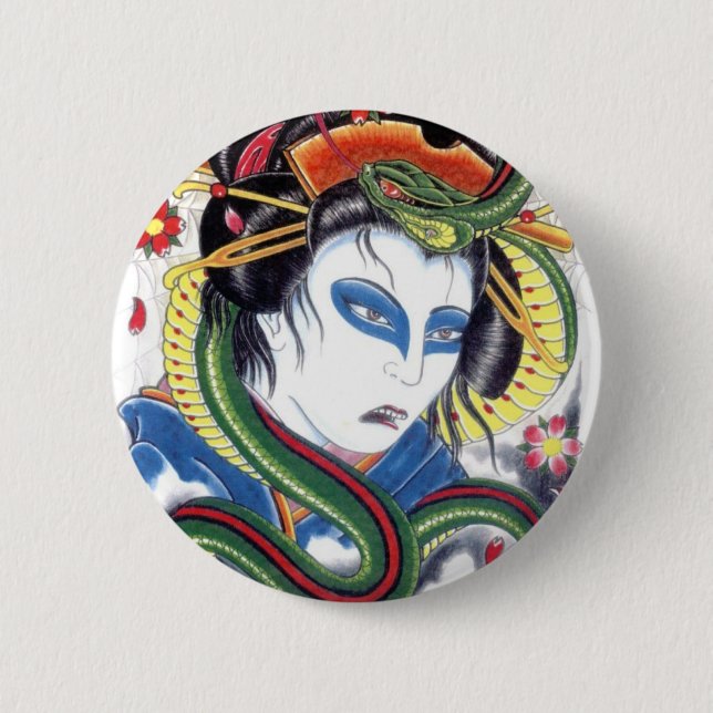 Badge Rond 5 Cm Grotesque et serpent (Devant)