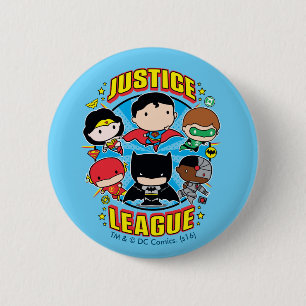 Badge Rond 5 Cm Groupe de la Ligue de la justice de Chibi