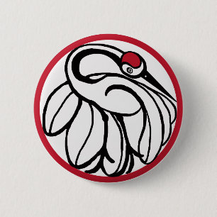 Badge Rond 5 Cm Grue japonaise Tancho