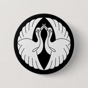 Badge Rond 5 Cm Grues blancs face à face