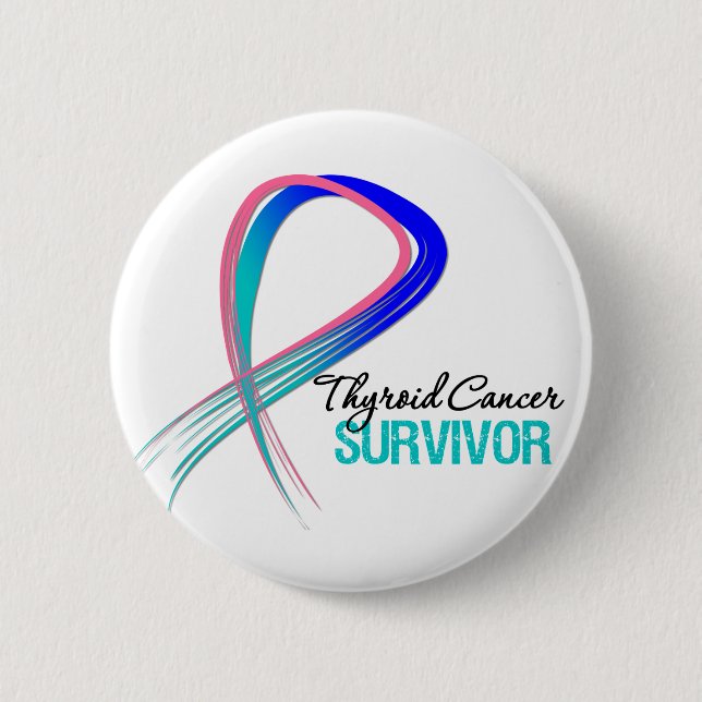 Badge Rond 5 Cm Grunge Ribbon Thyroid Cancer Survivant (Devant)