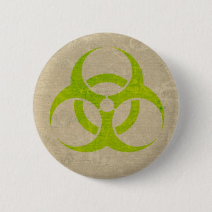 Badge Rond 5 Cm Grunge vert de chaux biodangereux