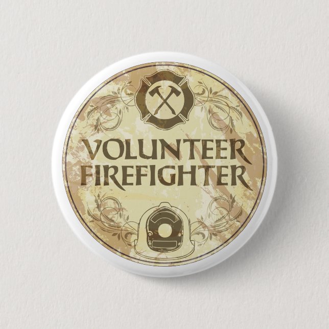 Badge Rond 5 Cm Grunge volontaire de sapeur-pompier (Devant)