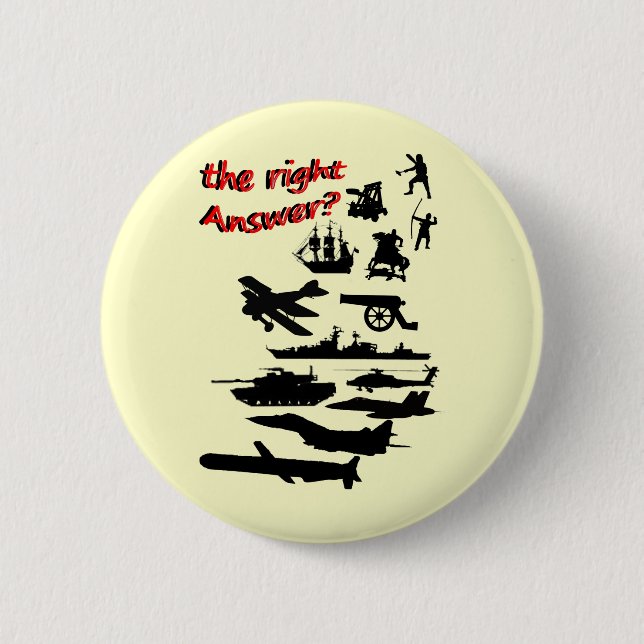 Badge Rond 5 Cm Guerre - La Bonne Réponse ? (Devant)