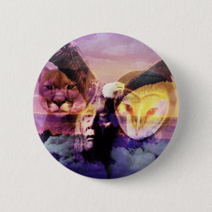 Badge Rond 5 Cm Guerrier amérindien