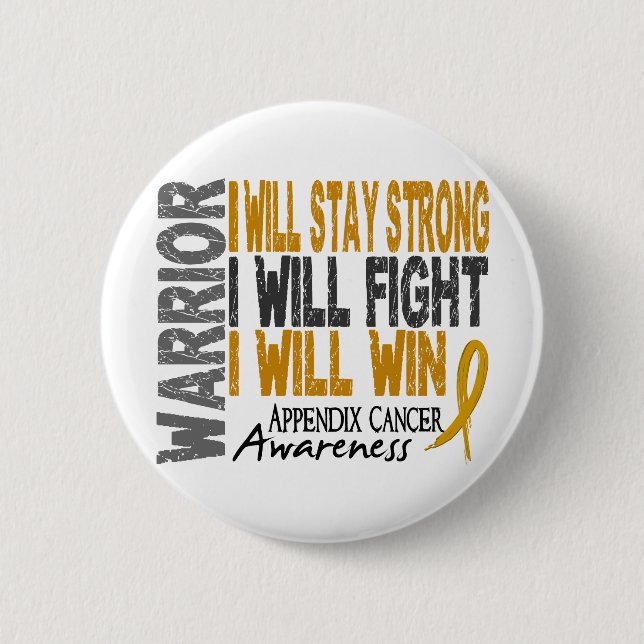 Badge Rond 5 Cm Guerrier de Cancer d'annexe (Devant)