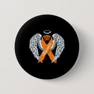 Badge Rond 5 Cm Guerrier De Sensibilisation Orange Ruban Et Anges