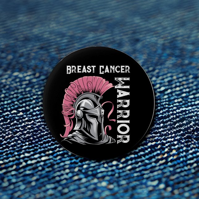 Badge Rond 5 Cm Guerrier du cancer du sein noir (Créateur téléchargé)