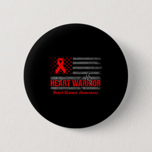 Badge Rond 5 Cm Guerrier du cœur Drapeau américain Sensibilisation