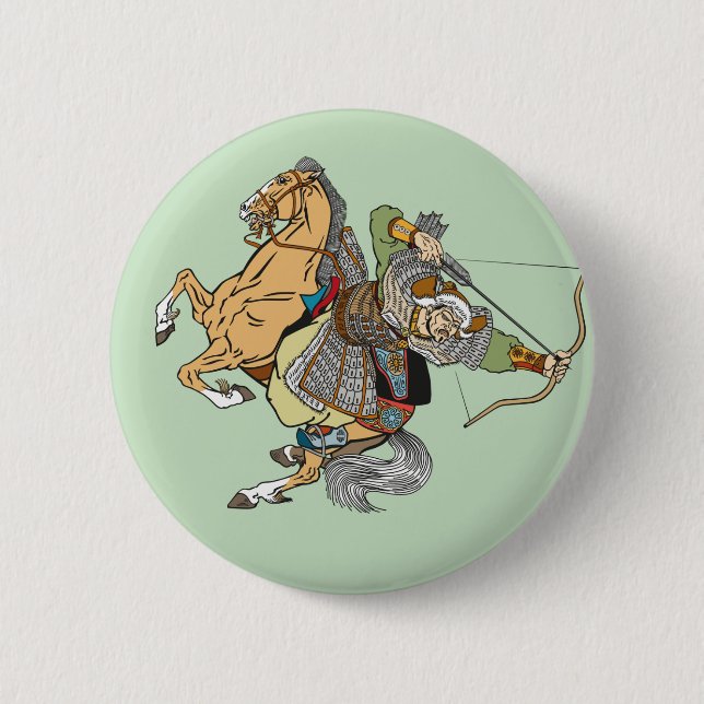 Badge Rond 5 Cm guerrier mongol médiéval Button (Devant)