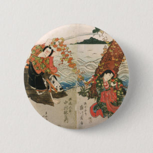 Badge Rond 5 Cm Guerrier samouraï sur la plage