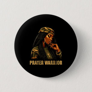 Badge Rond 5 Cm Guerrière de prière femme noire camouflage foi chr