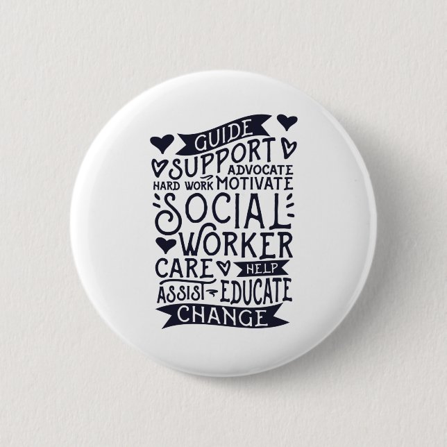 Badge Rond 5 Cm Guide Support Change, Social Worker (Devant)