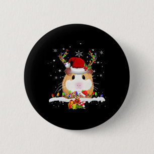 Badge Rond 5 Cm Guinea Pig Christmas Reindeer Christmas Lights