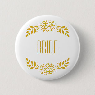 Badge Rond 5 Cm Guirlande d'or de jeune mariée