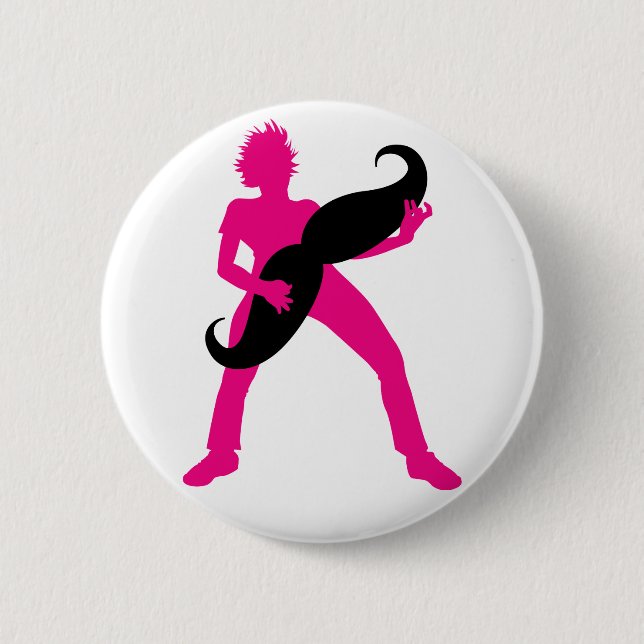 Badge Rond 5 Cm Guitare de cheveux (Devant)
