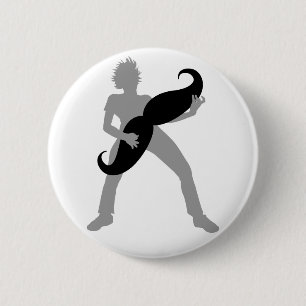 Badge Rond 5 Cm Guitare de cheveux