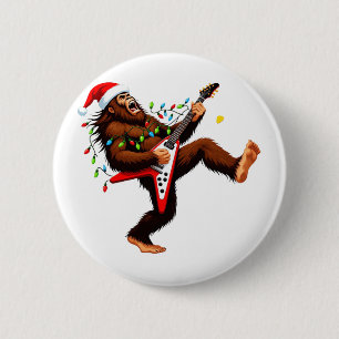 Badge Rond 5 Cm Guitare électrique Bigfoot Sasquatch Noël 2026