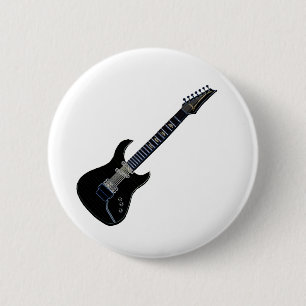 Badge Rond 5 Cm Guitare électrique noire