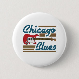 Badge Rond 5 Cm Guitare musicienne de Chicago Blues