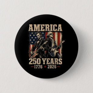 Badge Rond 5 Cm Guitare Père Fondateur Abe Lincoln 250e