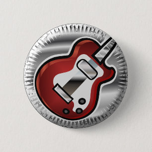 Badge Rond 5 Cm Guitare rouge