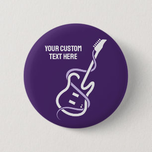 Badge Rond 5 Cm Guitare stylisée de texte personnalisé