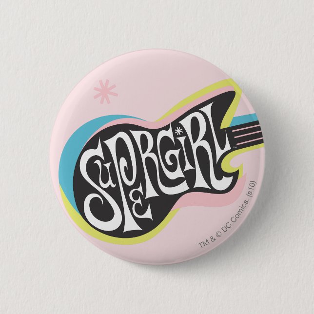 Badge Rond 5 Cm Guitare supergirl (Devant)