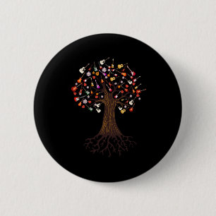 Badge Rond 5 Cm Guitariste Arbre Guitare Anniversaire