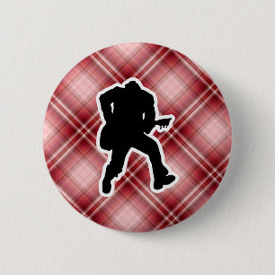 Badge Rond 5 Cm Guitariste rouge de plaid