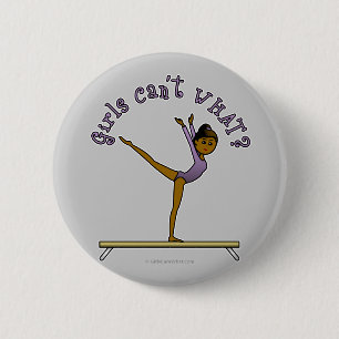 Badge Rond 5 Cm Gymnaste des femmes sombres à l'équilibre