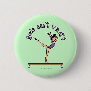 Badge Rond 5 Cm Gymnaste féminine légère sur le poutre de balan