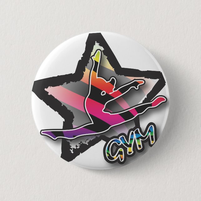 Badge Rond 5 Cm Gymnastique de zèbre d'arc-en-ciel (Devant)