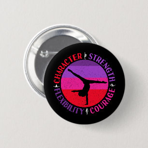 Badge Rond 5 Cm Gymnastique Féminine Caractère Force Courage