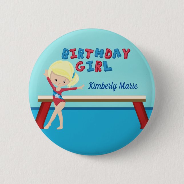 Badge Rond 5 Cm Gymnastique personnalisée Blonde Fille fête d'anni (Devant)