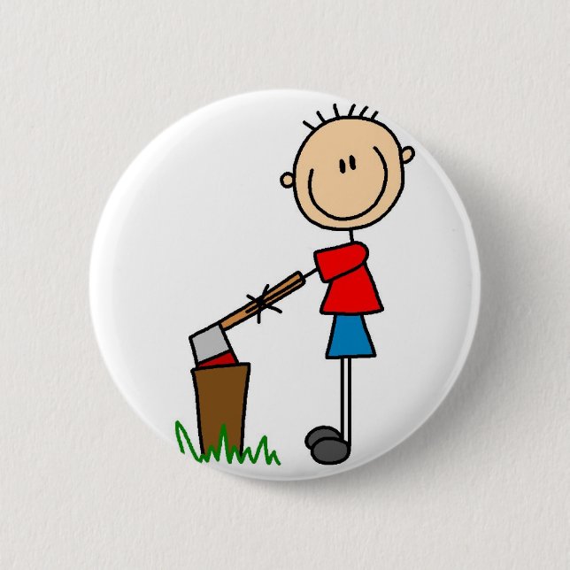 Badge Rond 5 Cm Hachage du chiffre en bois bouton de bâton (Devant)