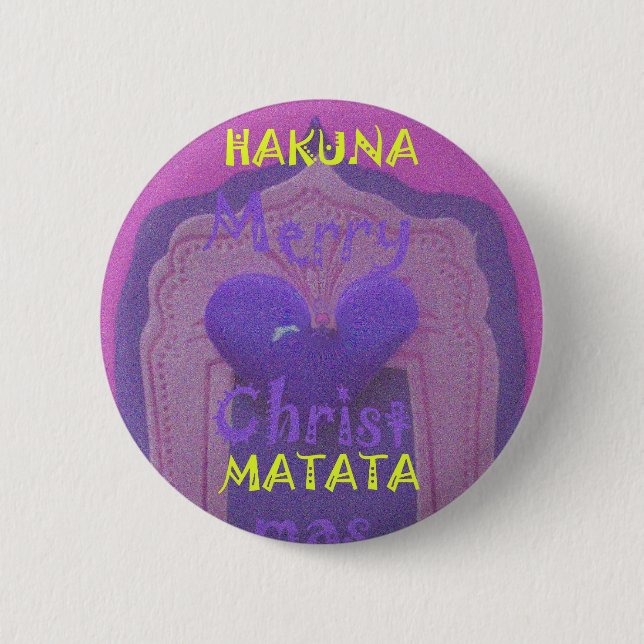 Badge Rond 5 Cm Hakuna Matata Joyeux Noël Amour Design (Devant)