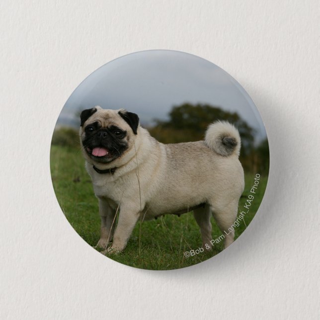 Badge Rond 5 Cm Halètement de carlin (Devant)