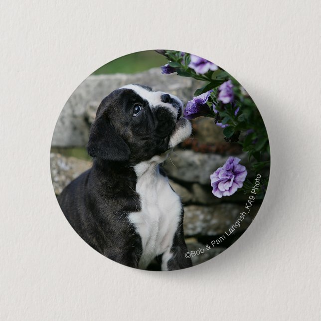 Badge Rond 5 Cm Halètement de chien de boxeur (Devant)