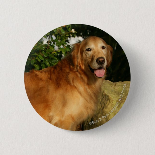 Badge Rond 5 Cm Halètement de golden retriever (Devant)