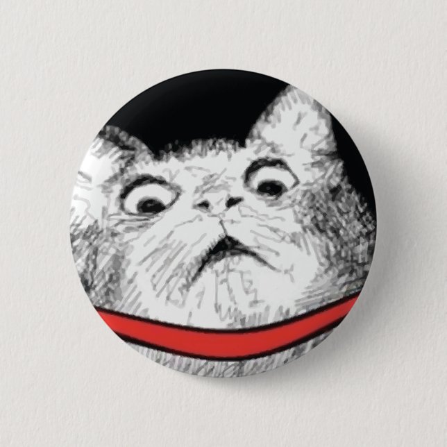 Badge Rond 5 Cm Halètement étonné Meme de chat - bouton de Pinback (Devant)