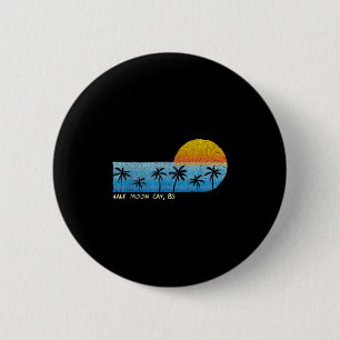 Badge Rond 5 Cm Half Moon Cay vintage, Bs Palm Trees & Coucher