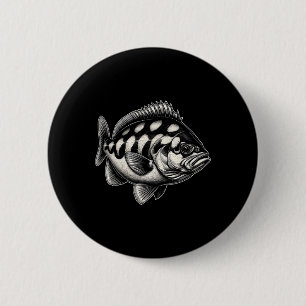 Badge Rond 5 Cm Halibut Fish Graphic Pêche Art Design