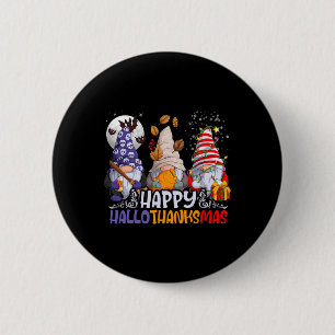 Badge Rond 5 Cm Hallothanksmas Gnomes Halloween Thanksgiving Chris